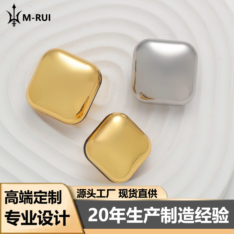 Button High-End Glossy Two-Piece Hollow Dot Paint Stereo Square Buttons Small Fragrant Style Sweater Windbreaker Coat Buttons