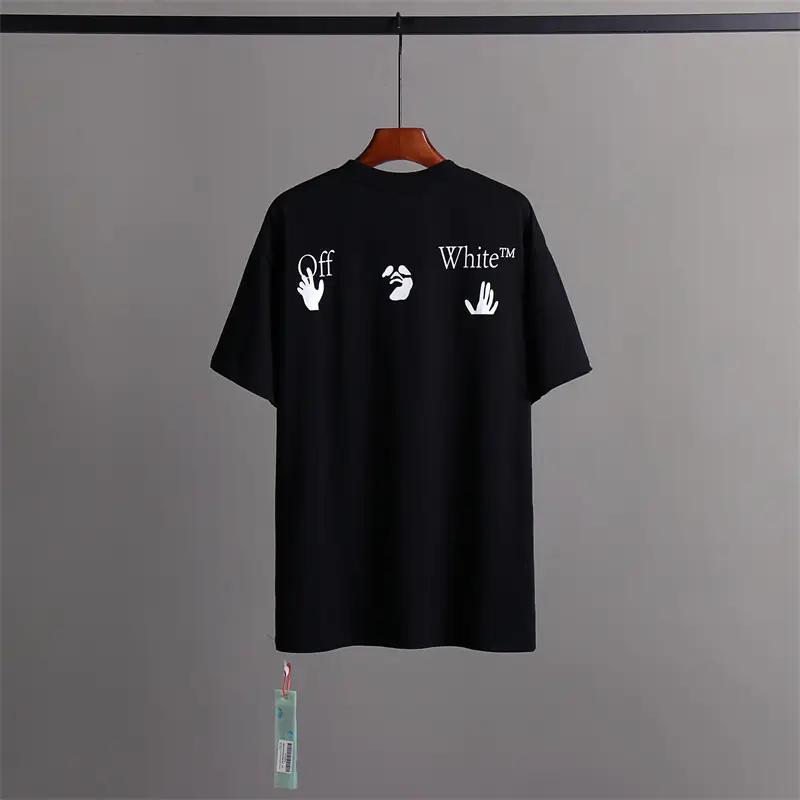 Off Tape Arrow Print Short-Sleeved Men's Ow Large Size Couple Half-Sleeved Women's White