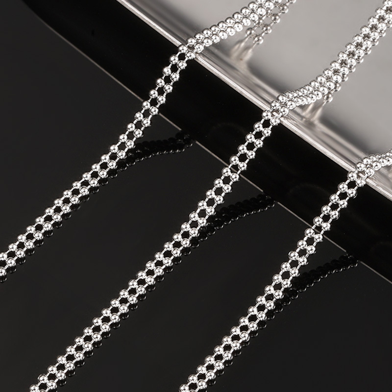 Stainless Steel Wave Bead Chain Double Row Round Bead Chain Handmade DIY Necklace Bracelet Beaded Titanium Steel Chain Jewelry Accessories
