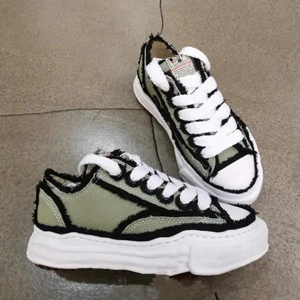 Original Branded Shoes Three Original My Black and White Raw Edge Color Matching Dissolving Canvas Shoes Casual Sneakers