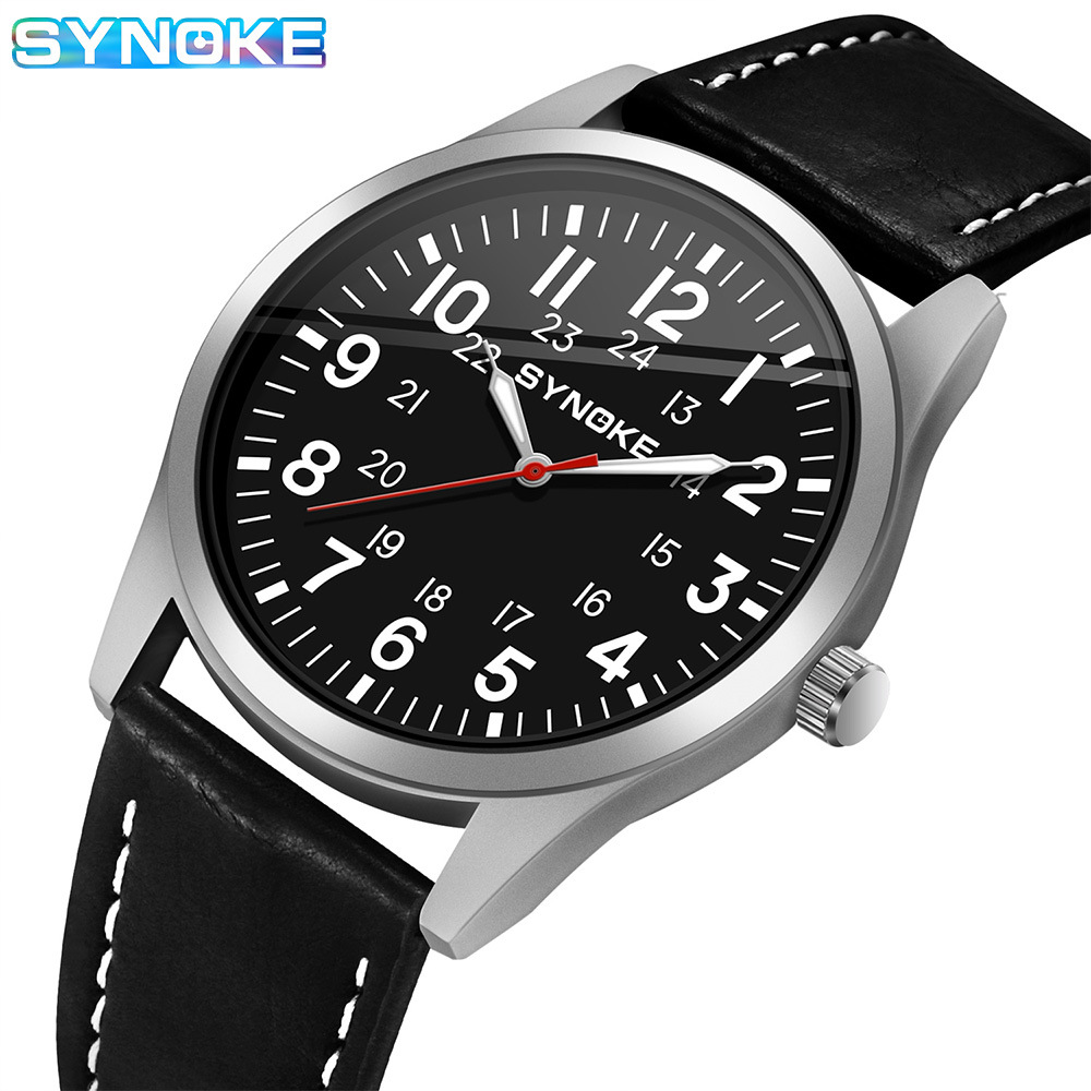 SYNOKE quartz watch fashion business waterproof student big digital Men's sports simple belt men's watch