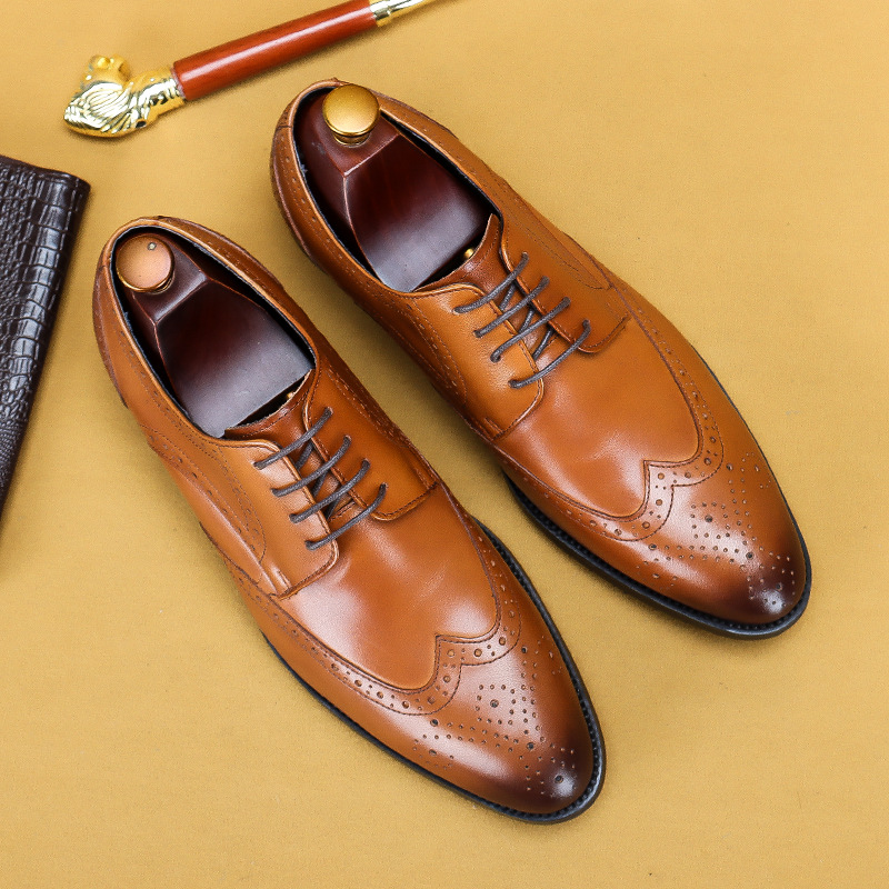 [vip for] formal plus size wedding shoes men carved brogue leather men's business leather shoes wholesale
