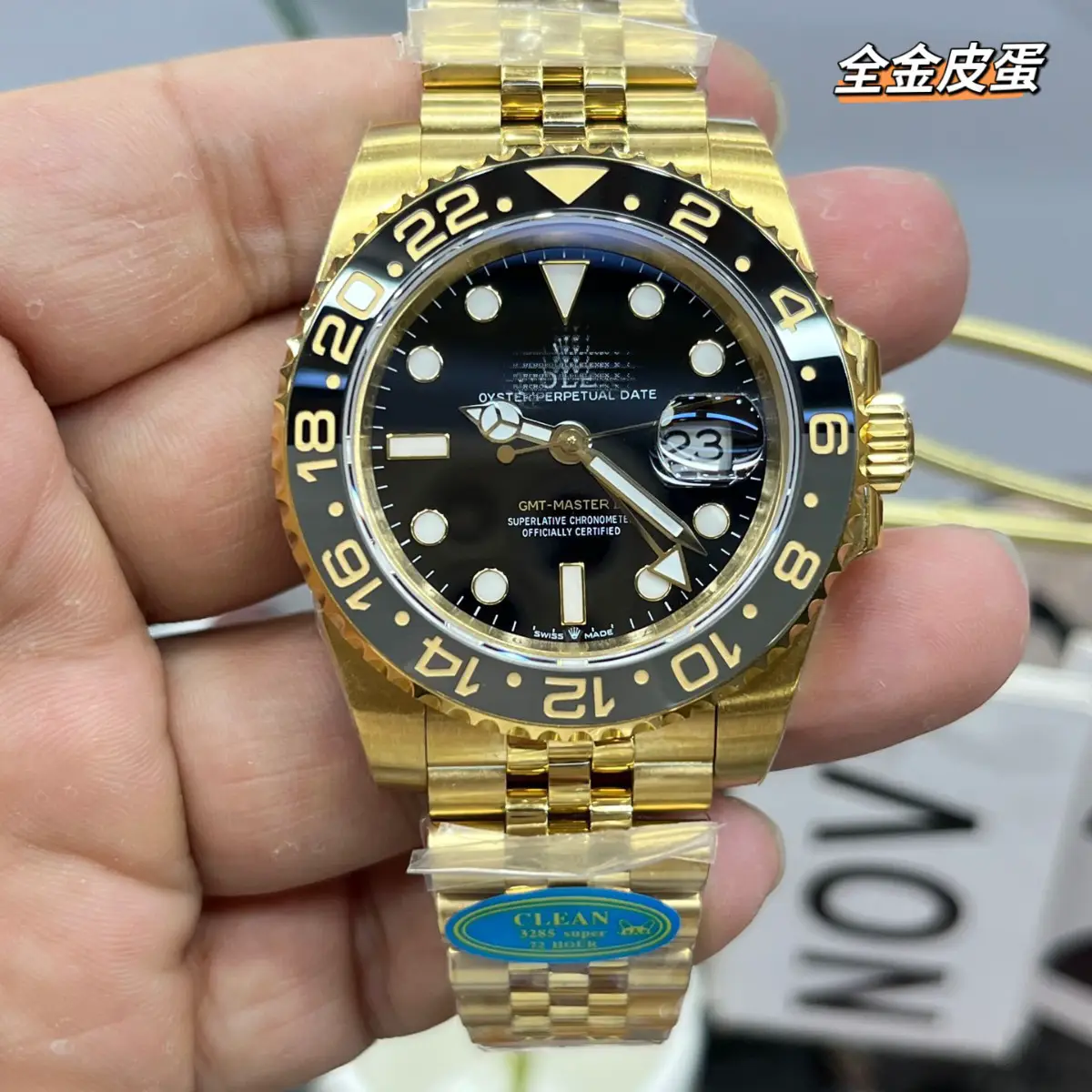 C Factory Gold Green Needle Leather Egg Ring Greenwich 3285 Coke Ring Sand Ring Men's Ceramic Ring Mechanical Watch