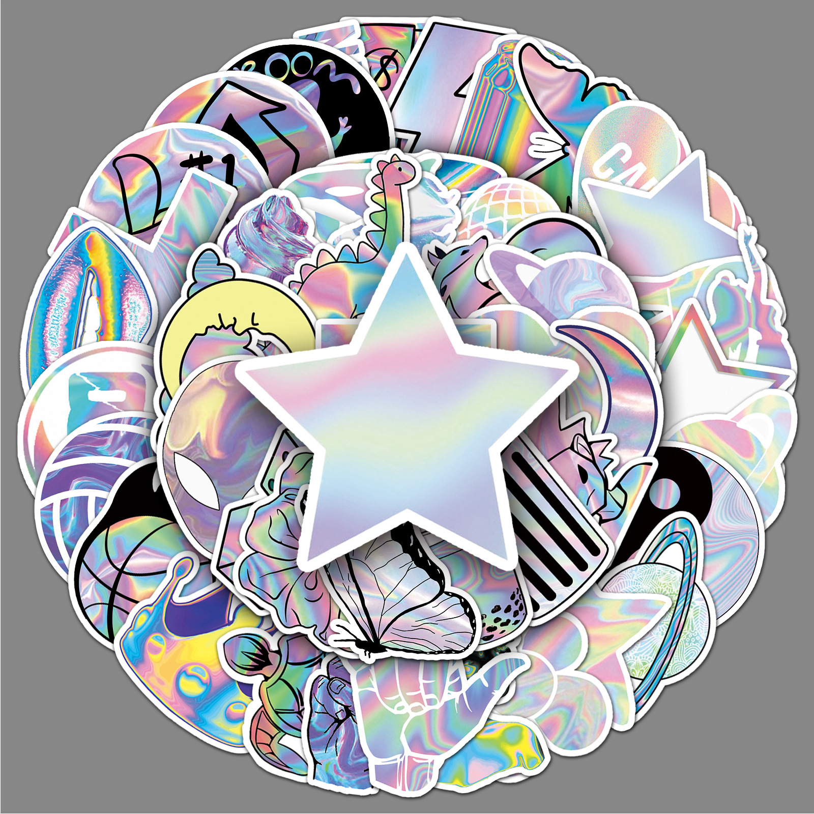 50 holographic laser graffiti personality cross-border colorful trend creative luggage mobile phone cup car stickers