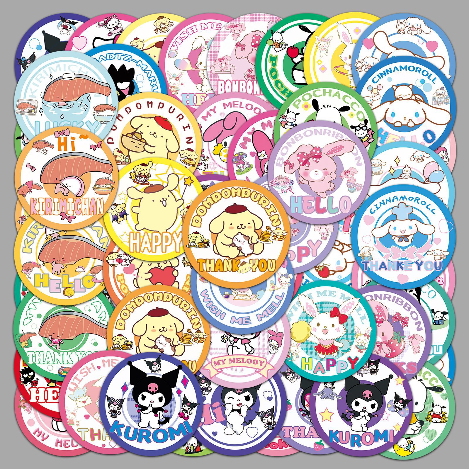 50 Sanrio badge stickers cartoon cute pudding dog waterproof decorative mobile phone case small potato sealing stickers