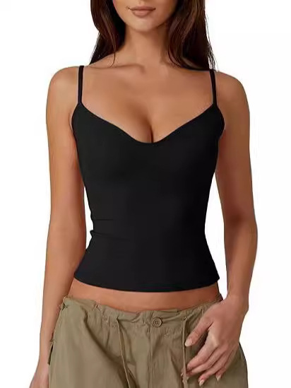 Cross-Border Amazon European and American Street Style Summer Dopamine Hot Girl Crop Top T-Shirt Tank Top Women's Milk Silk Top