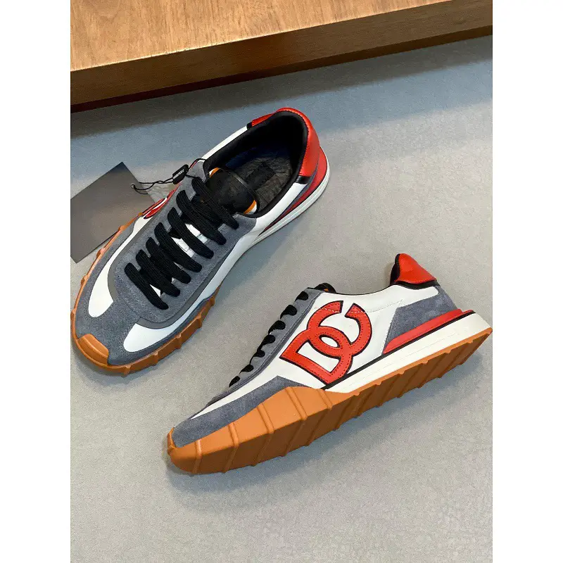 European High-End Foreign Trade Casual Shoes Color-Blocking Men's Lace-Up Genuine Leather Thick-Soled Casual Dad Shoes Cowhide