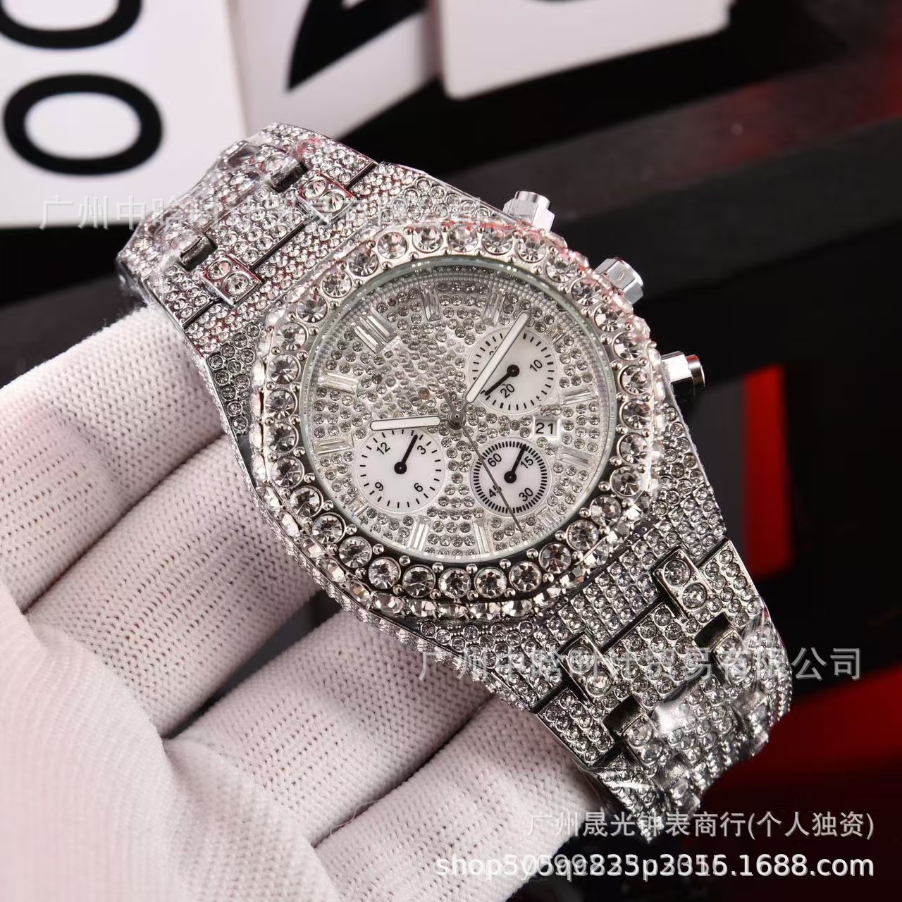 Cagarny Export Hot-Selling Popular Diamond-Encrusted Six-Pin Quartz Chronograph Men's High-End Fashion Watch