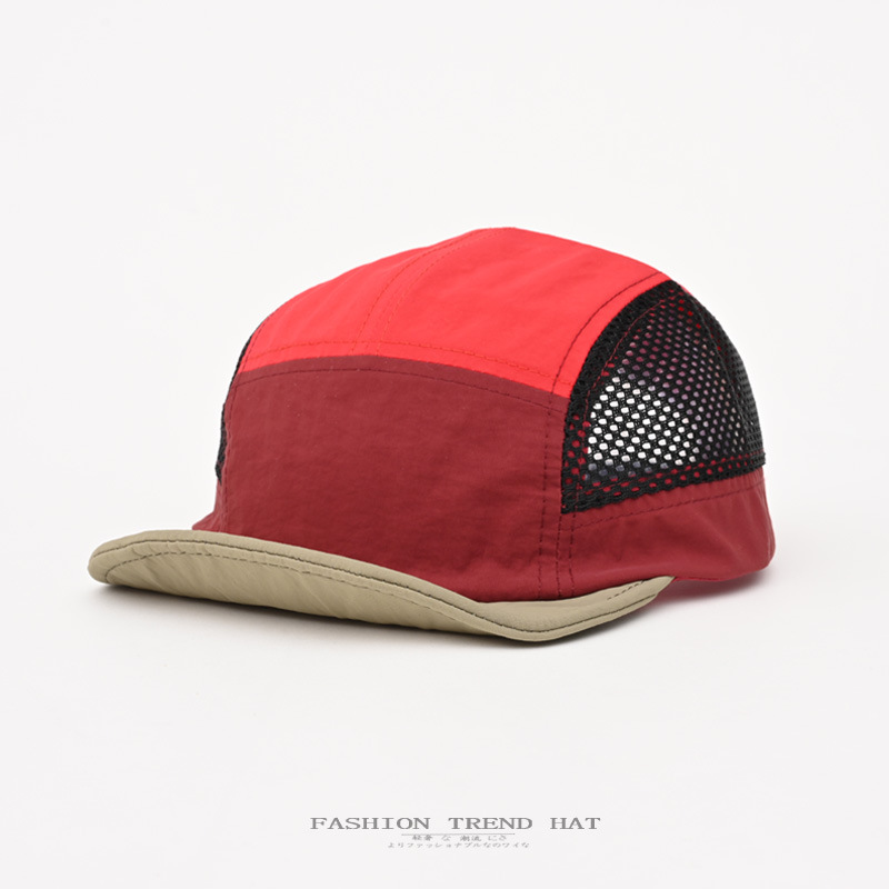 Color-Blocked Short-Brimmed Five-Piece Mesh Breathable Peaked Cap for Men and Women in Spring and Summer Lightweight Soft-Brimmed Sun Protection Baseball Cap Cross-Border