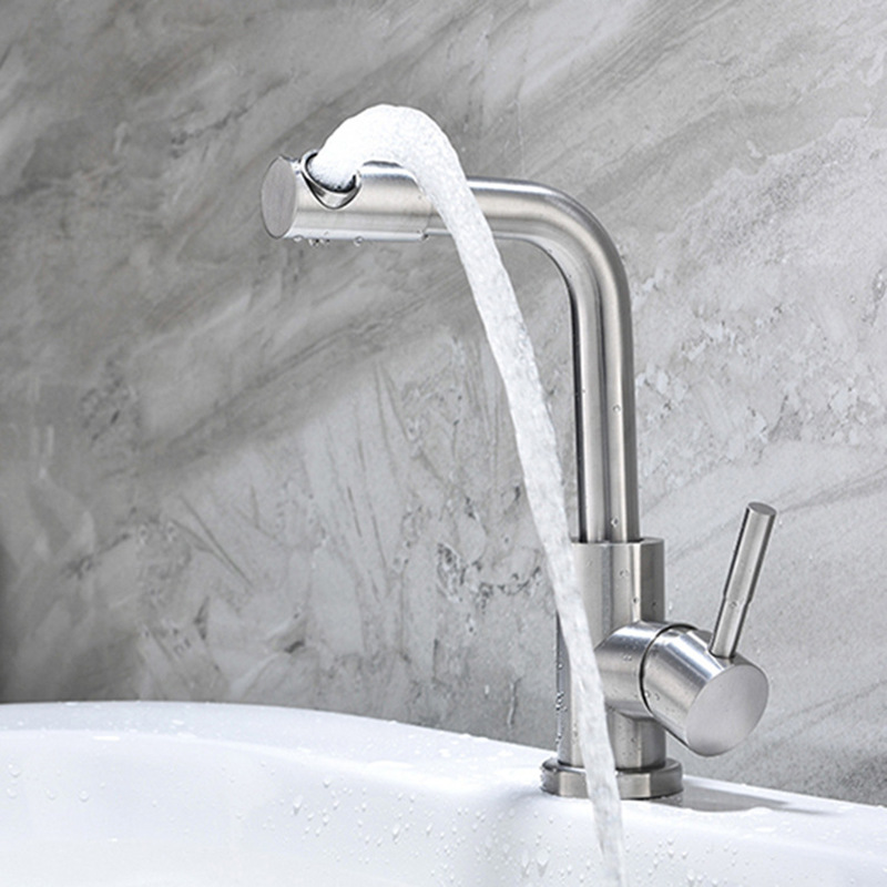 304 stainless steel basin faucet bathroom cabinet washbasin hot and cold faucet 360 ° rotating factory wholesale