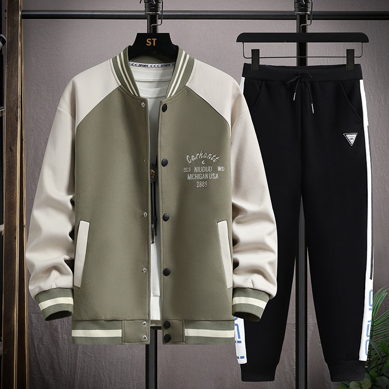 13 Youth Spring and Autumn Coat Boy 14 Junior High School Student 15 Years Old Baseball Coat suit Jacket Two-Piece Set
