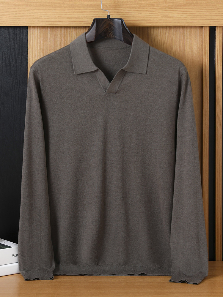 2026 Spring Collection Seagull Collar Thin Knit Sweater for Men, Plus Size Fashionable Base Layer, Extra Large Sweater T-Shirt