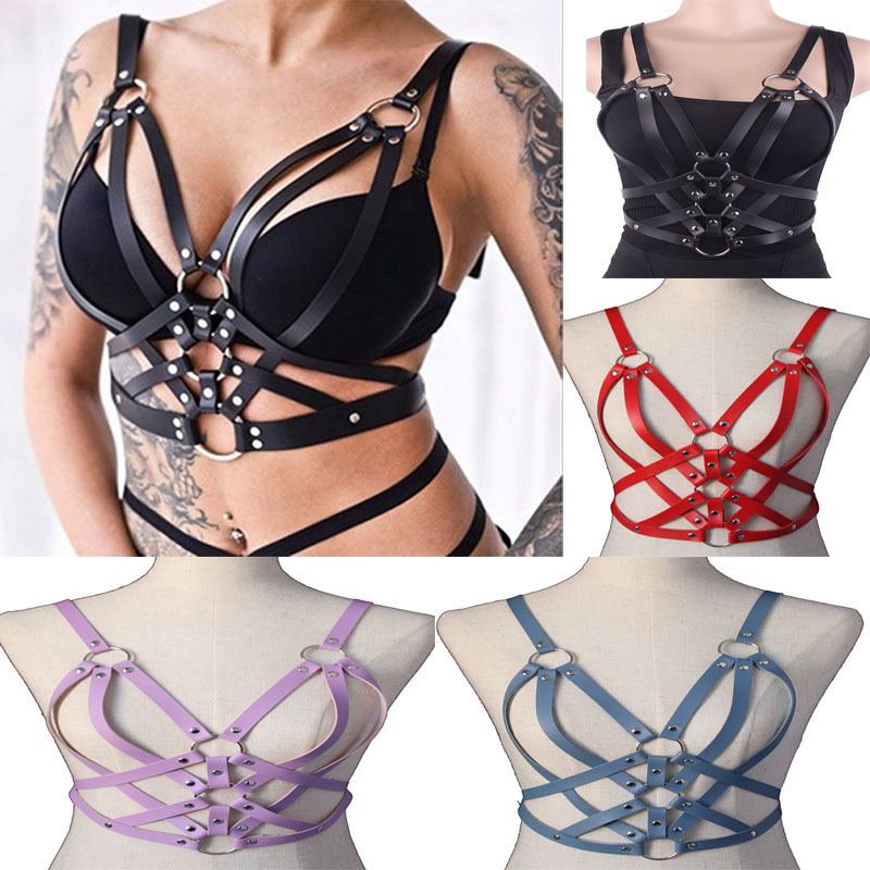 Europe and the United States cross-border sexy leather chest chain waist chain punk multi-layer handmade PU jewelry chest restraint belt belt