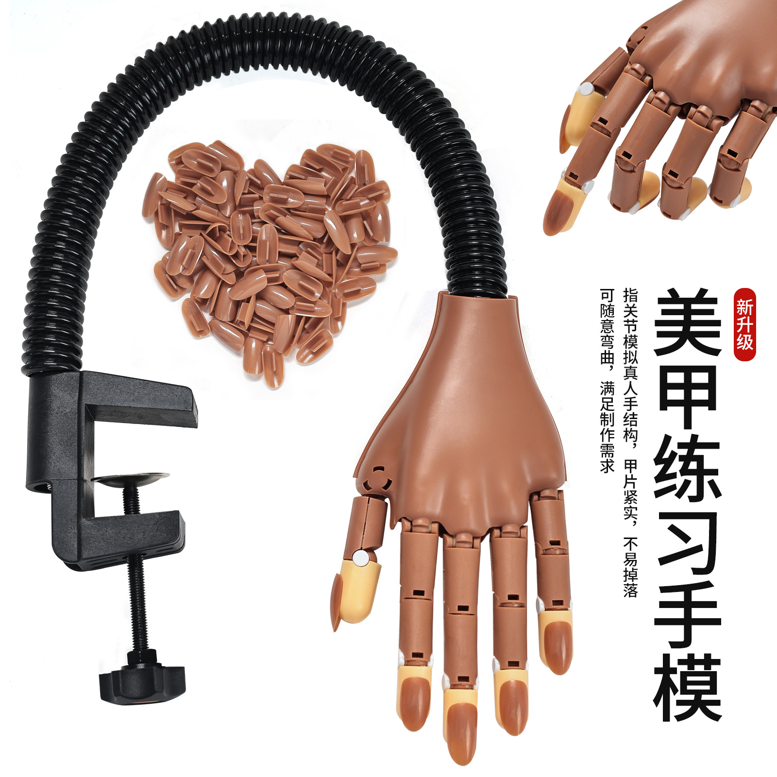 Cross-border New Manicure Bendable Practice Fake Hand Model Simulation Fake Hand Manipulator Nail Pieces Joint Hand Bracket