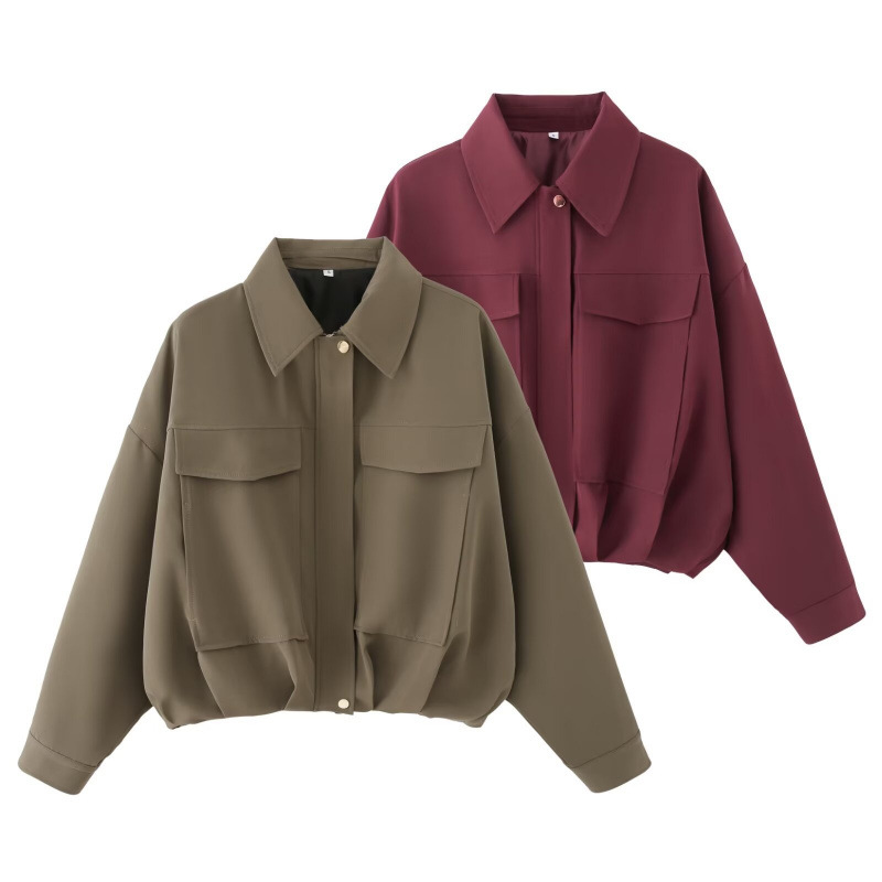 Cross-Border Women's Clothing Manufacturer Wholesale 2025 Aliexpress Hot-Selling Large Pocket Bomber Jacket