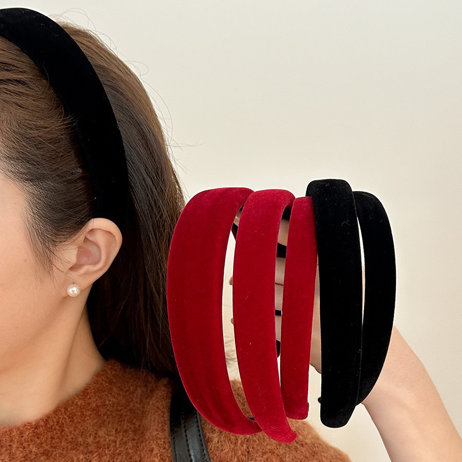 French Retro Red Velvet Headband Women's New High Cranial Top Pressure Hair Headband Advanced Sense Hair Bundles Hair Accessories Women