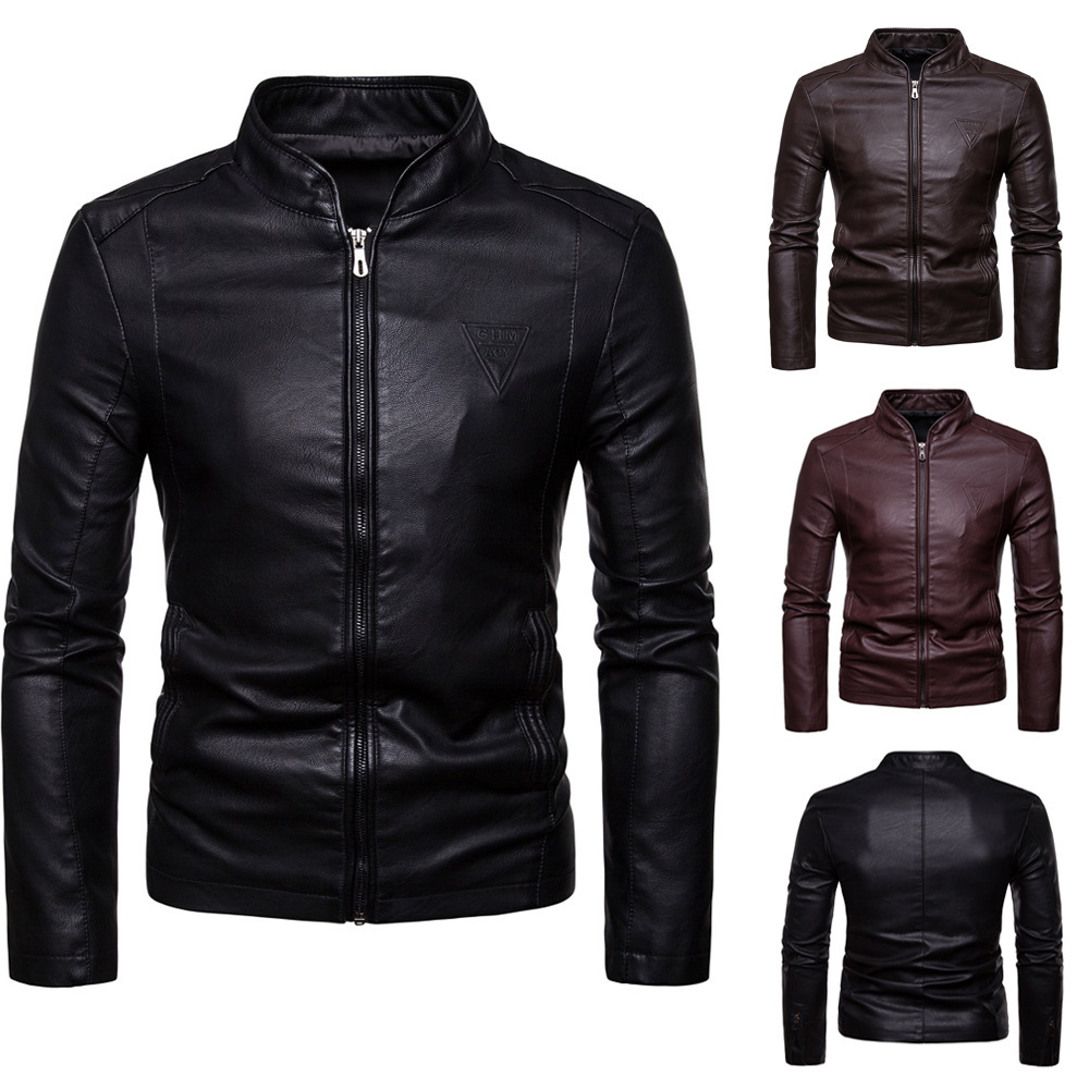 Foreign trade AliExpress Amazon 23 autumn and winter new men's Korean fashion wholesale collar jacket leather coat