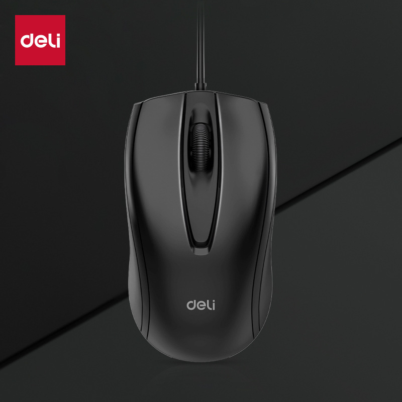 Deli 3716Es Wired Mouse (Black) Notebook Desktop Computer Pc Office Gaming Entertainment Comfortable