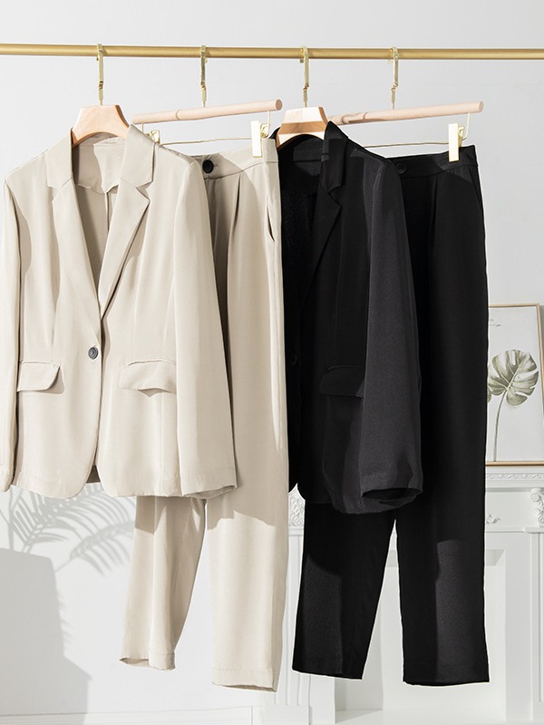 Autumn Heavy Silk Small Suit Jacket Women's Commuter All-match Long-sleeved Mulberry Silk Women's Autumn and Winter Suit