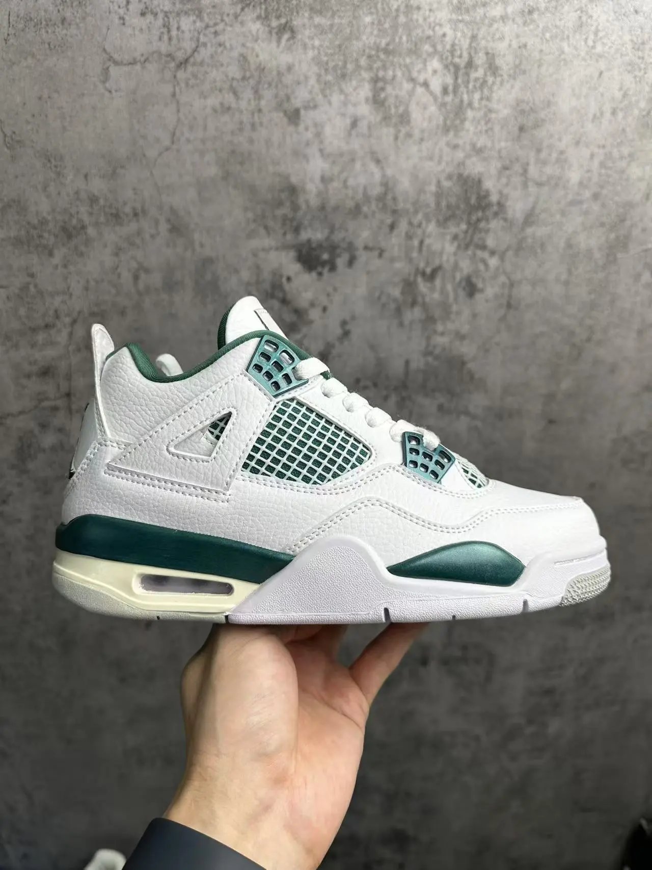 现货外贸A版 纯原 头层 Air Jordan AJ4 Retro 氧化白绿 篮球鞋