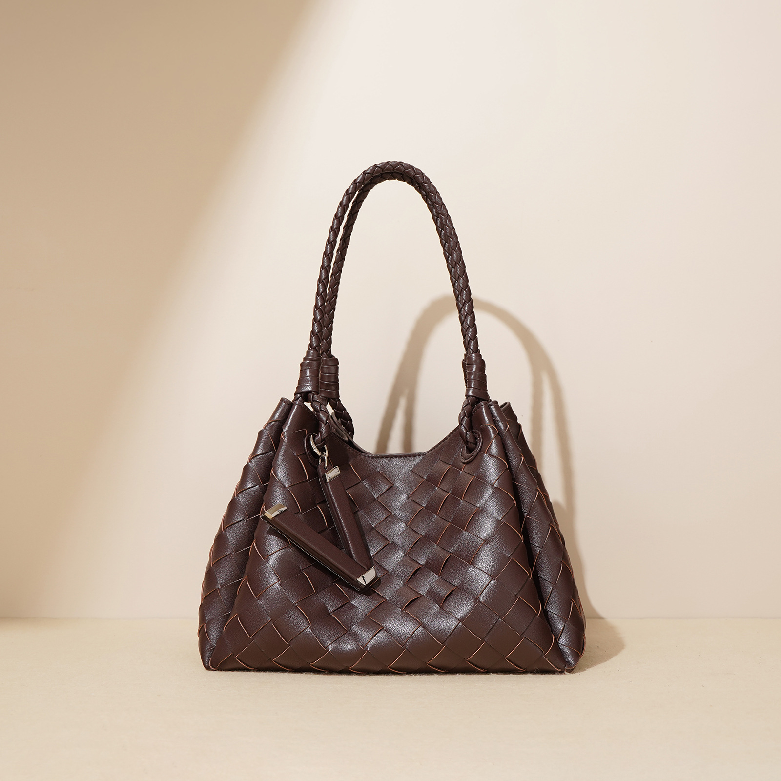 2026 New Parachute Bag Cowhide Woven Handbag Basket Bag Metal Rope Buckle Handbag Crossbody Bag for Women
