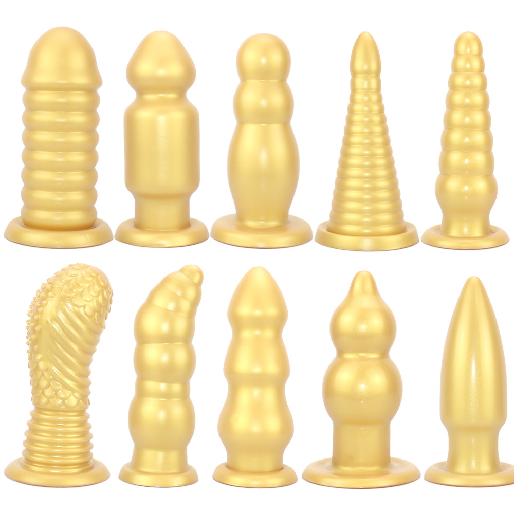 Golden Silicone Super Large Anal Plug, Giant Fisting, Extra Thick Masturbation Dildo, Extra Large Sm Threaded Masturbation Device