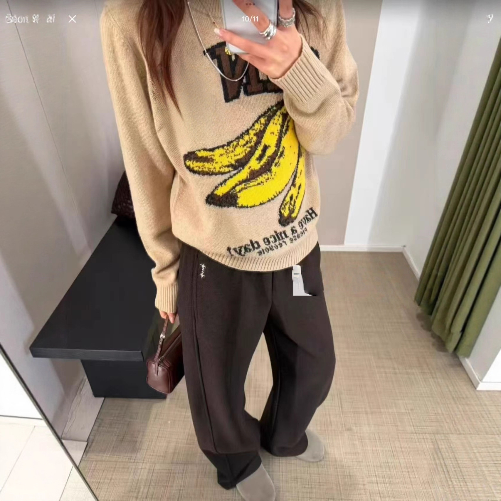 Real Wool 25 Autumn and Winter New Niche Classic Banana Mohair Alpaca Wool Color-Block Striped Pullover Sweater Top