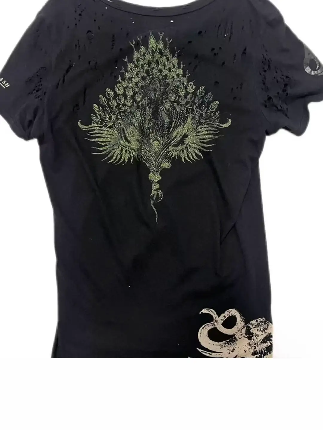Lgb Wormhole God Statue Collaboration Short Sleeve T-Shirt Dark Gothic Style Irregular Distressed Print T-Shirt