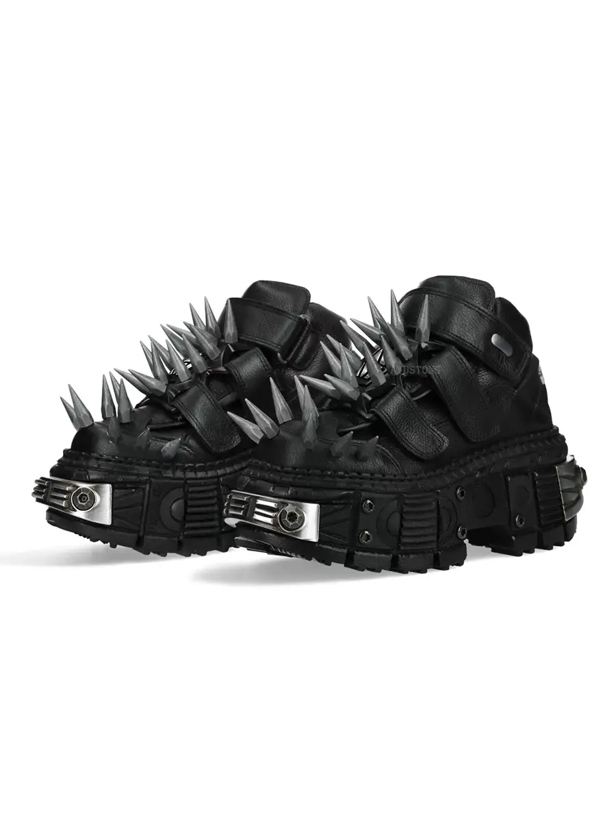 Yabibo Gothic Thick-Soled Leather Shoes for Men and Women, Heavy Metal Platform Punk Shoes, Dark Rock Trendy Biker Shoes