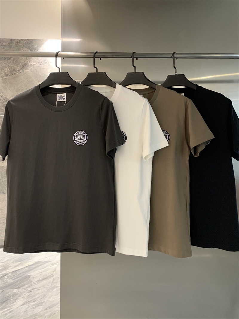 HK Designer! Three-dimensional Embroidered Summer Cotton Casual Round Neck Men's Short-sleeved T-shirt