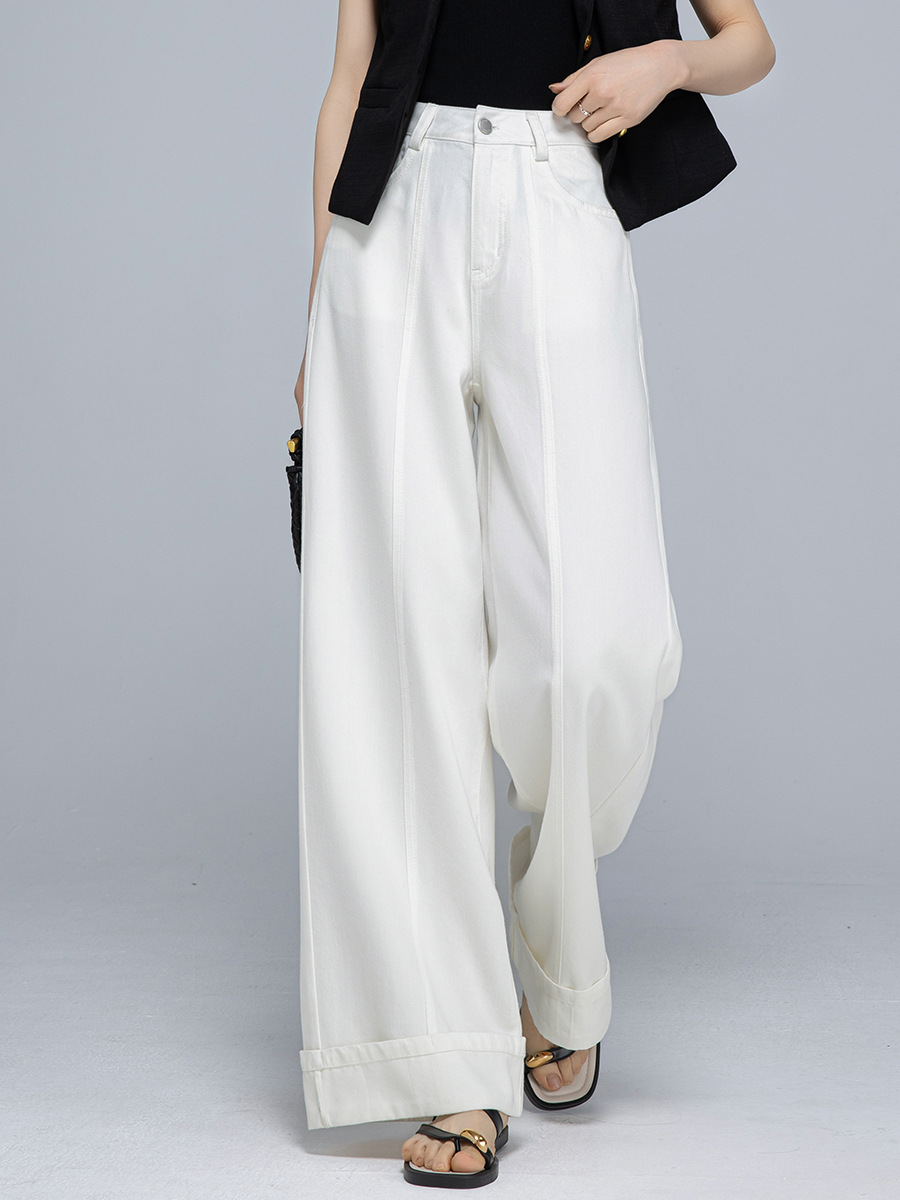 Xinge Tencel Cotton Draping Wide Leg Pants Women's Summer Thin Casual Loose Fashionable Slim Look Flap Straight Jeans