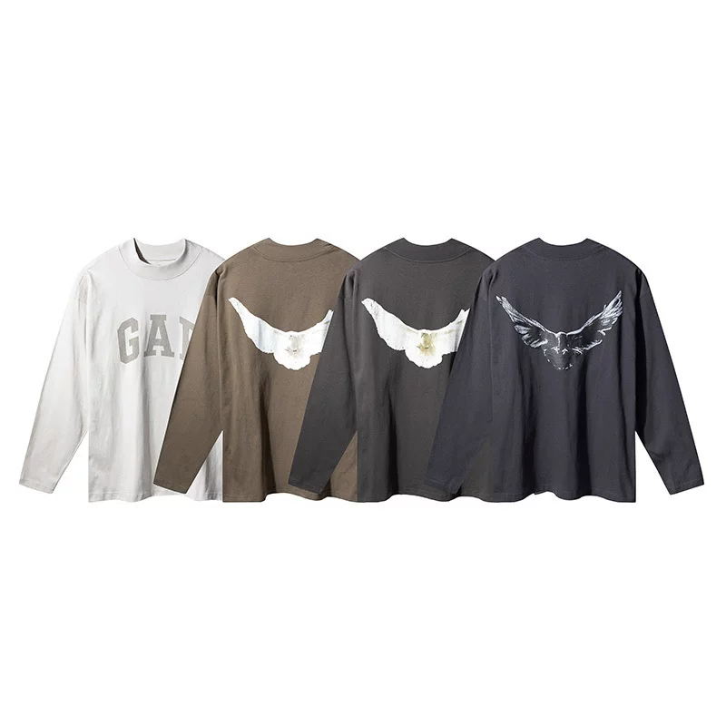 YEEZY YZYKANY Ekanye Three party Collaboration Peace Dove Long sleeved Men's European and American Trendy American T-shirt