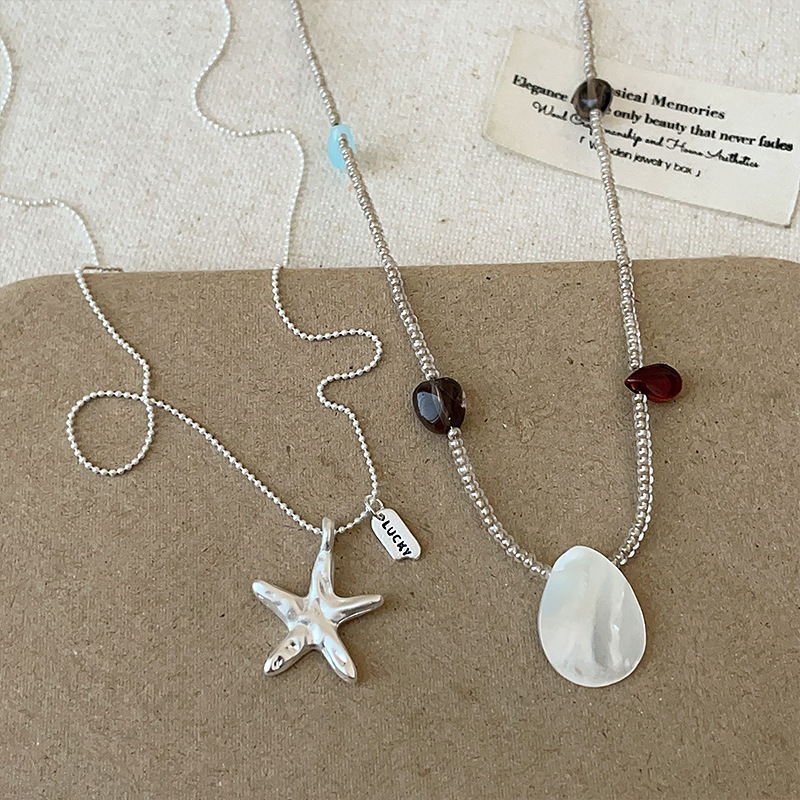 Summer Vacation Style Starfish Shell Necklace for Women Niche Simple Versatile Fashion Trendy Temperament Choker Collarbone Chain
