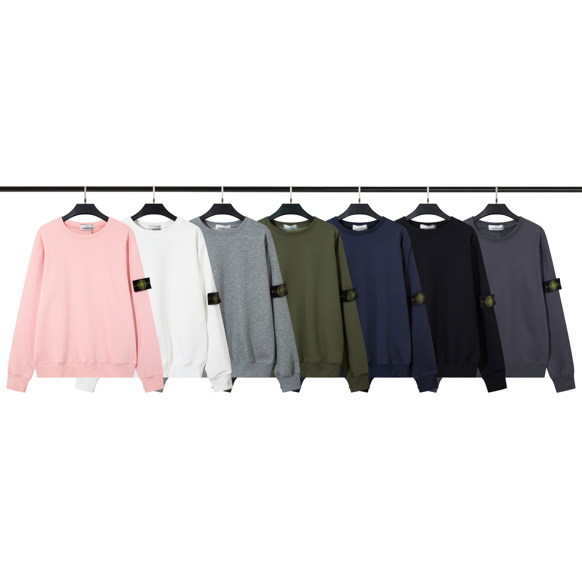 Cross-Border Classic Stone Stone Round-Neck Badge Long-Sleeve Casual Fleece Sweatshirt for Men and Women, Couple's Correct Version Foto QC da 1688 su Qualit.ly