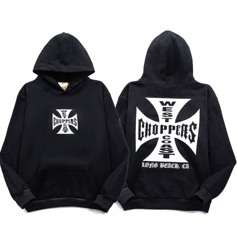 2024 American Fashion Brand Hip-Hop Blade Cross Print Loose Casual High Street Niche Trendy Brand Hoodie Same Style for Men and Women