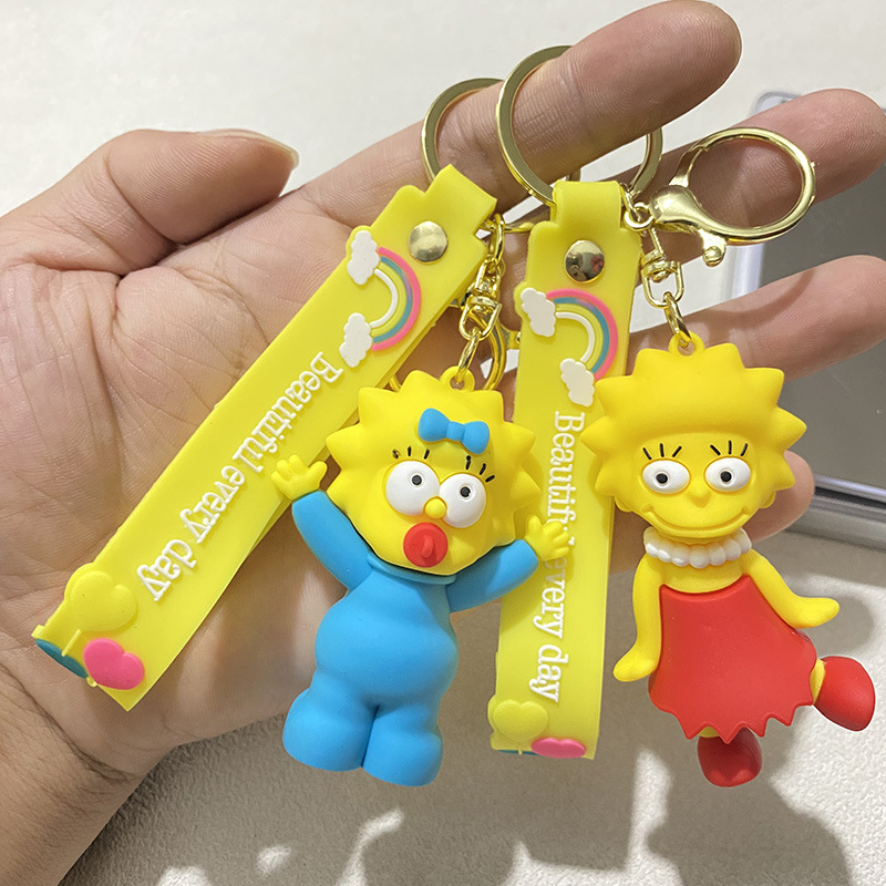 The Simpsons Anime Cartoon Keychain Doll Couple Bag Pendant Jewelry Creative Car Keychain Wholesale