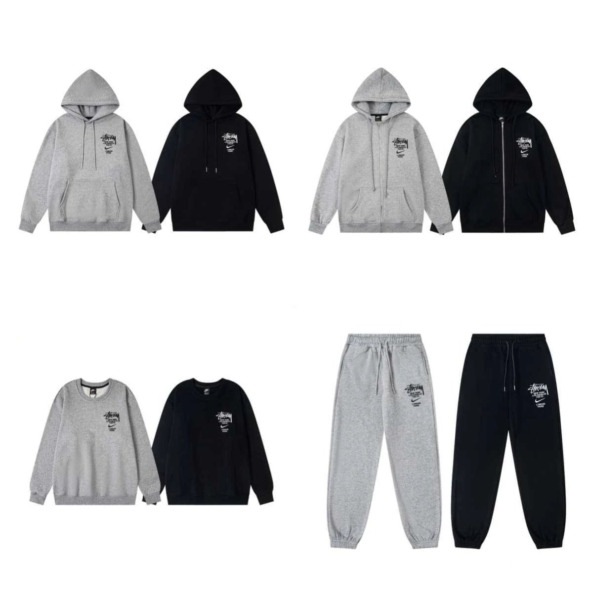 Velvet Hooded Sweatshirt Loose Couple Casual Long Sweatpants