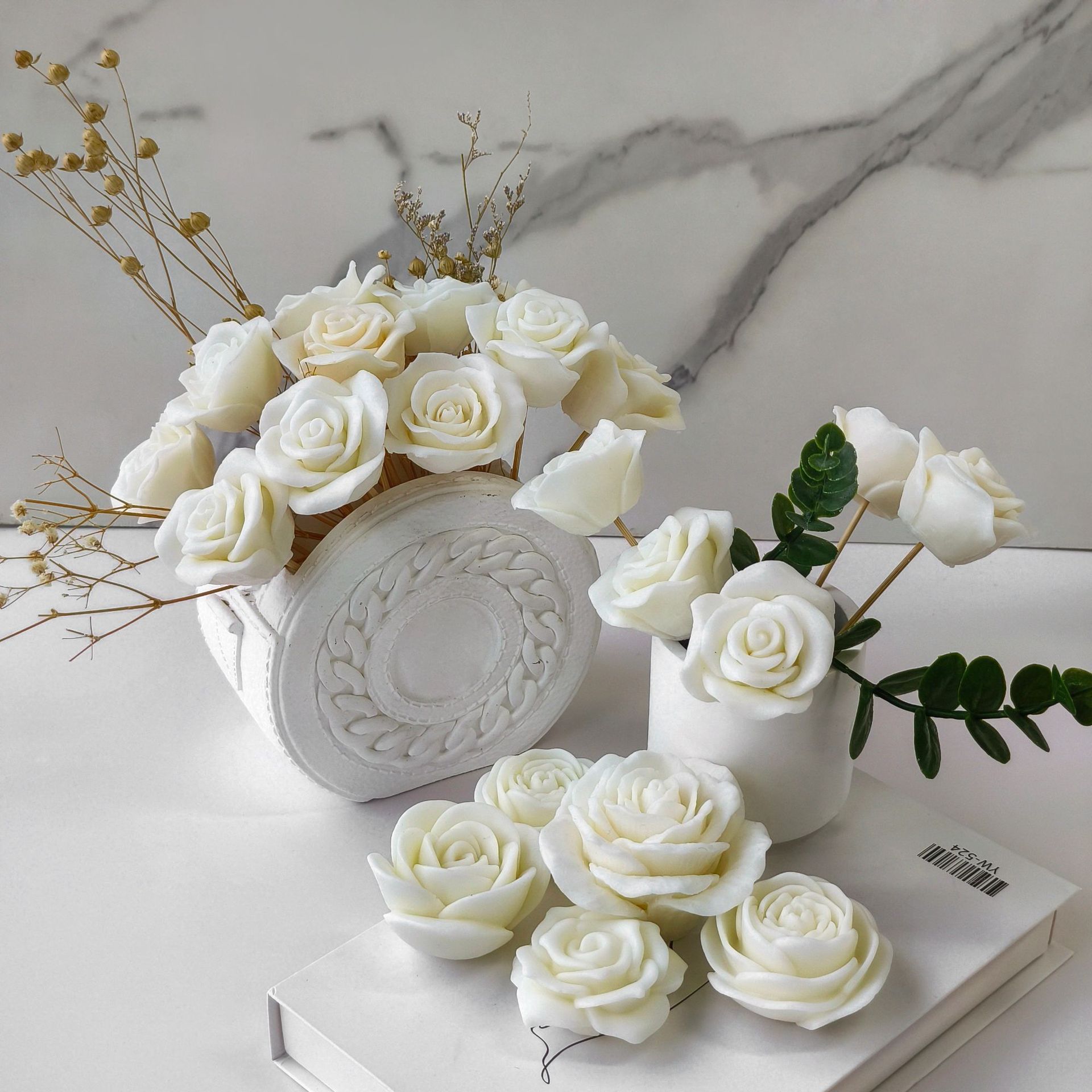 Valentine's Day Rose Flower Aromatherapy Candle Silicone Mould DIY Flower Enlargement Stone Handmade Soap Gypsum Gum Dropping Grinding Tool