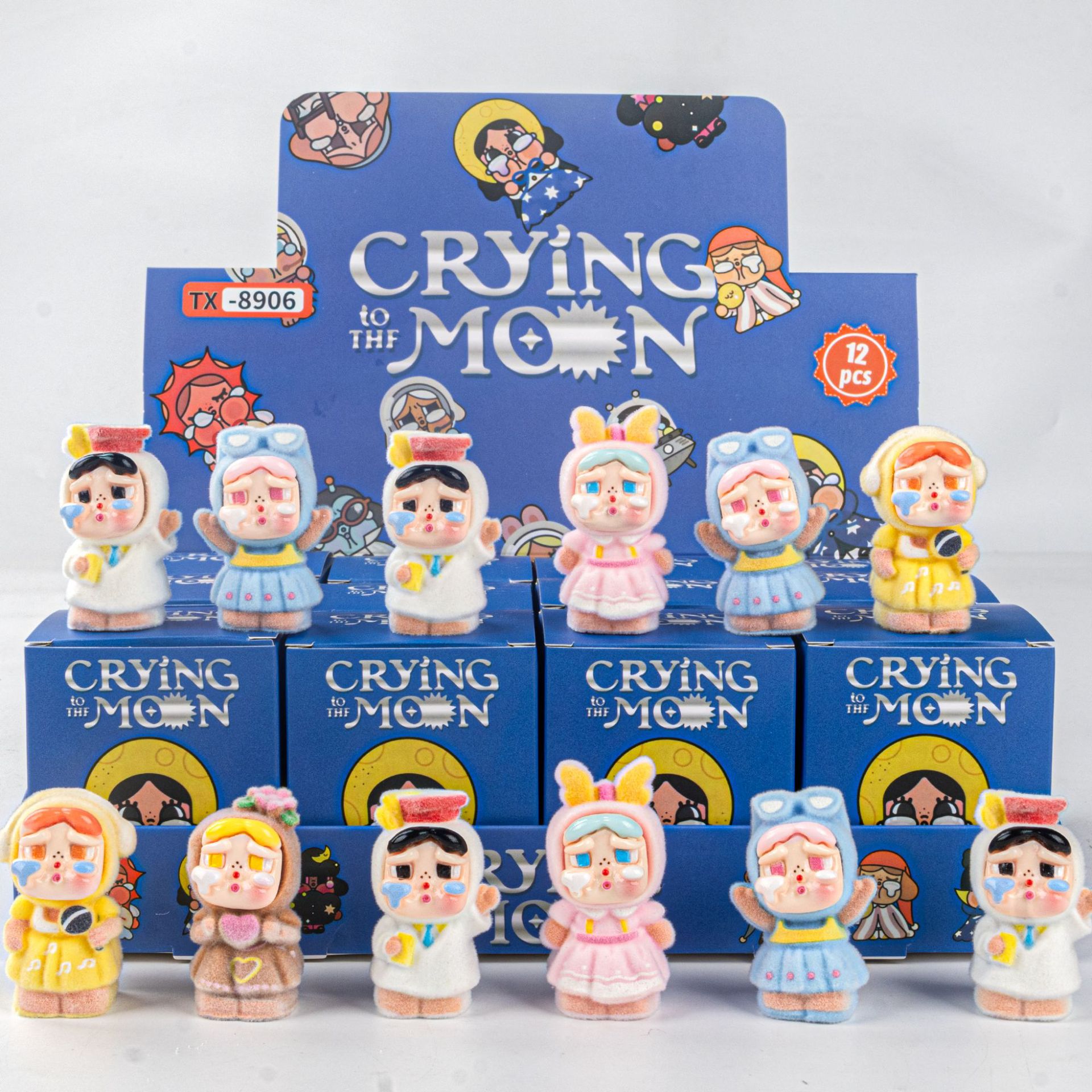 New Cute Plush Sitting Big-Eared Crying Doll Creative Trendy Resin Ornament Children's Toy Blind Bag Blind Box