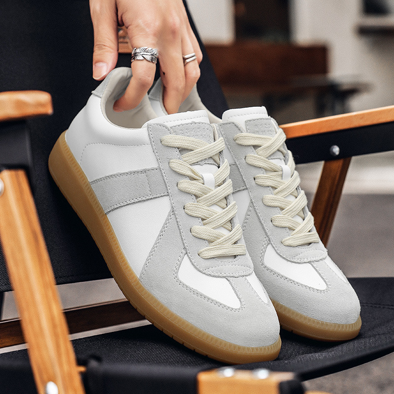 Dexun Shoes Men's Douyin Popular 2024 Spring Genuine Leather Campus Style White Shoes Soft Sole Versatile Breathable Casual Sneakers
