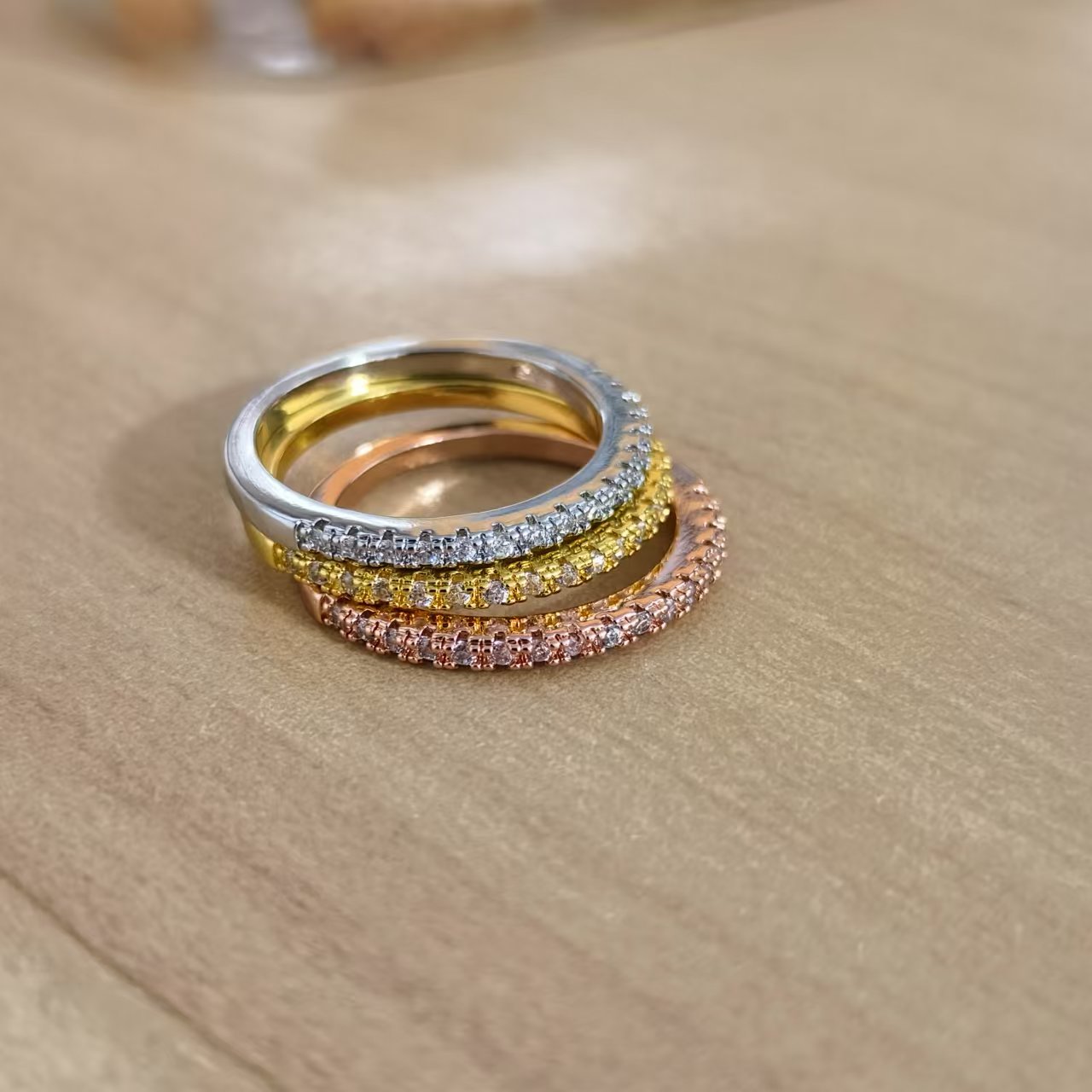 Personalized All-match Overlapping Wear Combination Multi-color Single-row Micro-inlaid Zircon Gimmel Index Finger Tail Fine Circle Row Drill Ring