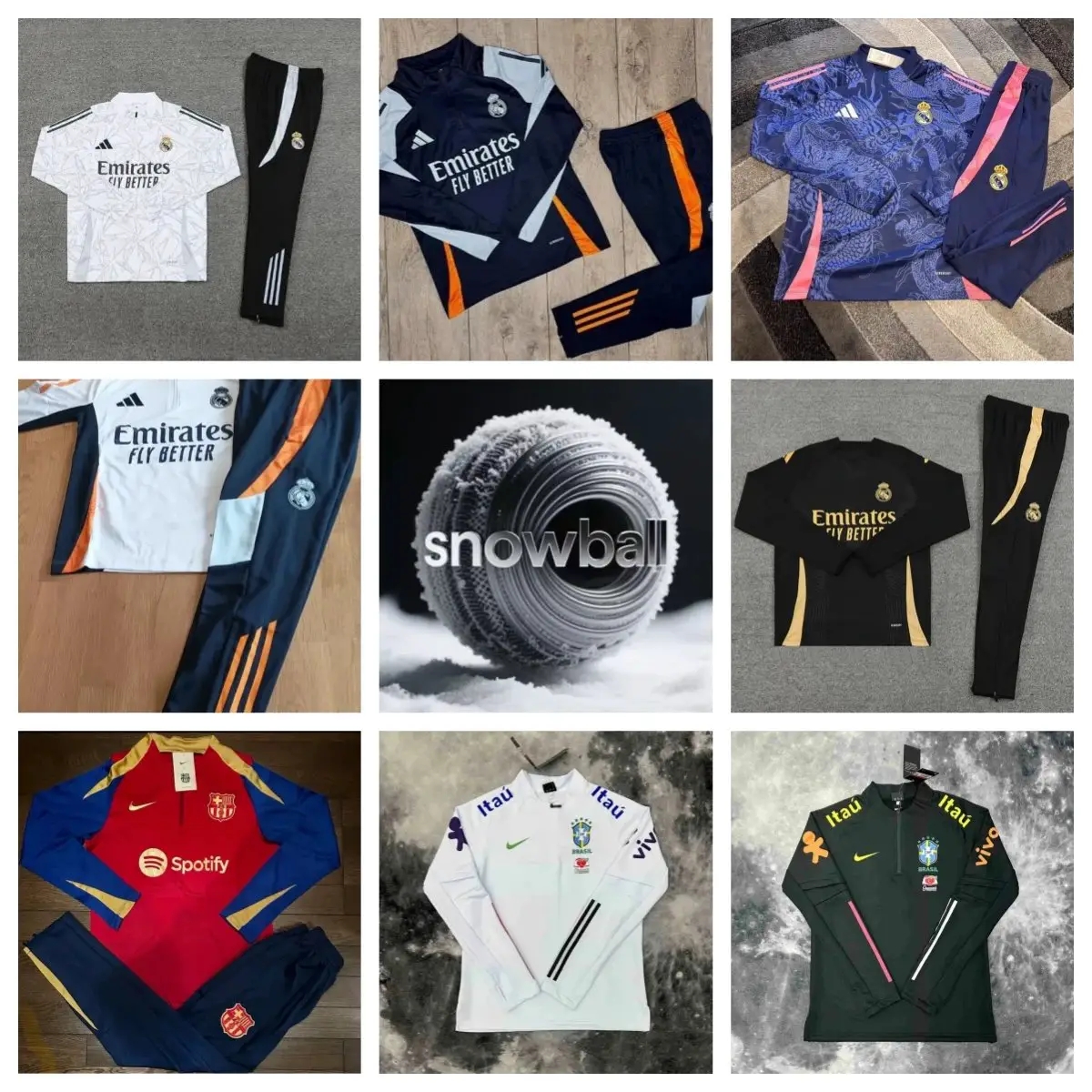 14 皇马足球训练服半拉链-套装