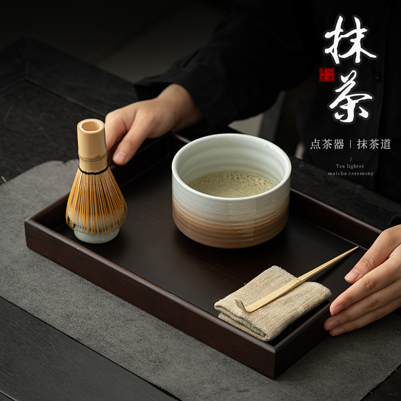 Ceramic Ru Kiln Tea Whisk Stand, Matcha Bowl Set, Tea Ceremony Tools, Complete Set of Tea Preparation Utensils, Tea Ceremony Tools