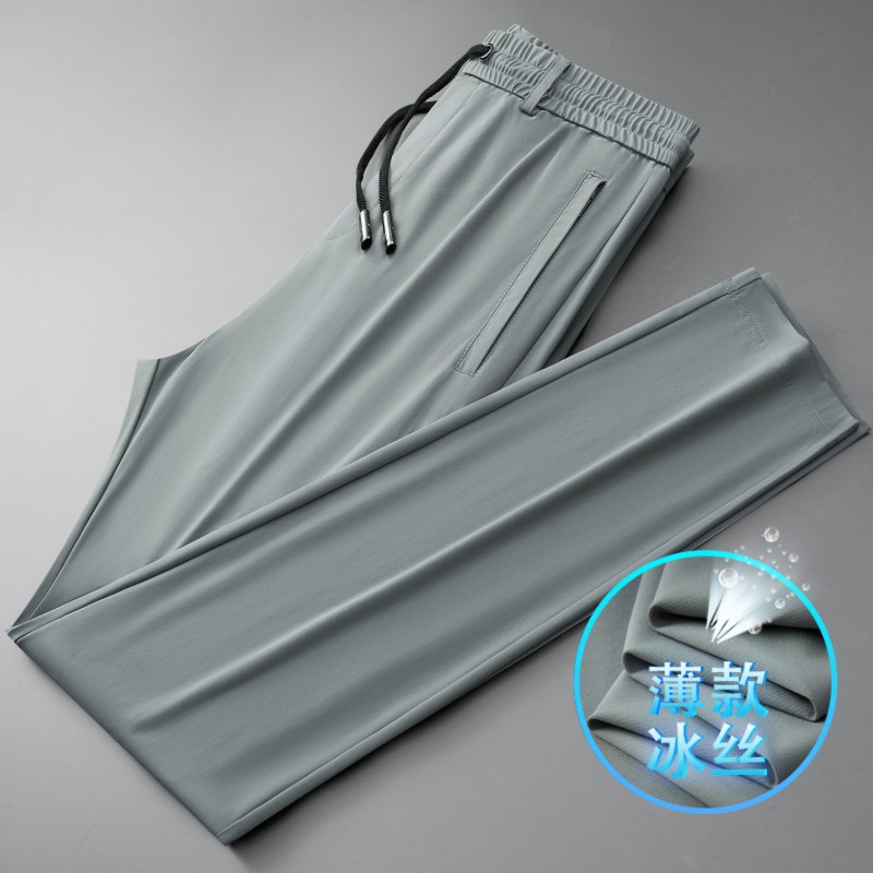 High-Quality Men's Ice Silk Pants, Summer Thin Casual Pants, Middle-Aged Men's Quick-Drying Sports Pants, Cool Men's Pants 58