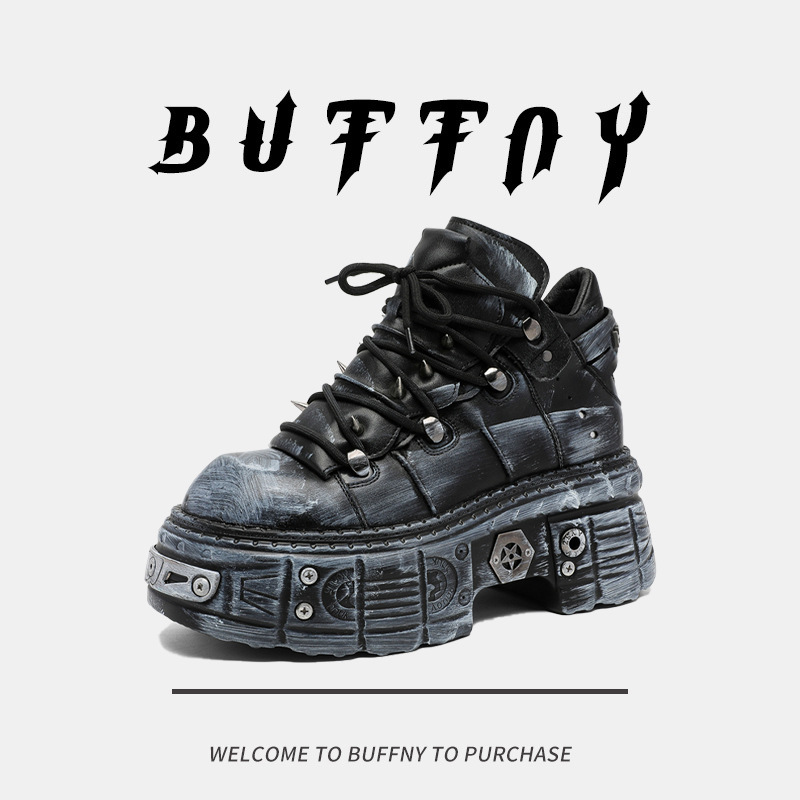 Fashionable Motorcycle-Style Work Boots 2026 New Thick-Soled Shoes Trendy Punk Boots with a Unique Design Martin Boots