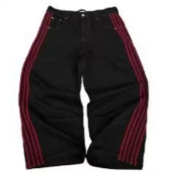 Cross border American retro street striped jeans for men, washed and worn, casual straight leg wide leg floor length pants