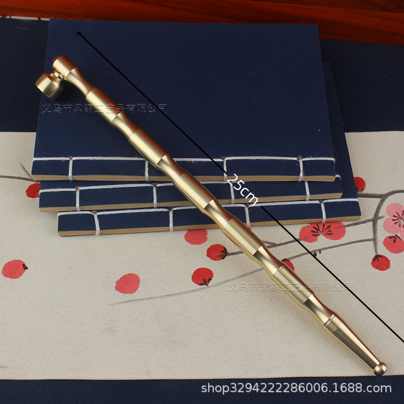 Brass Pipe Short Cigarette Flap Portable Old-fashioned Copper Cigarette Rod with Filter Core Dry Cigarette Dual-purpose Multifunctional Brass Pipe