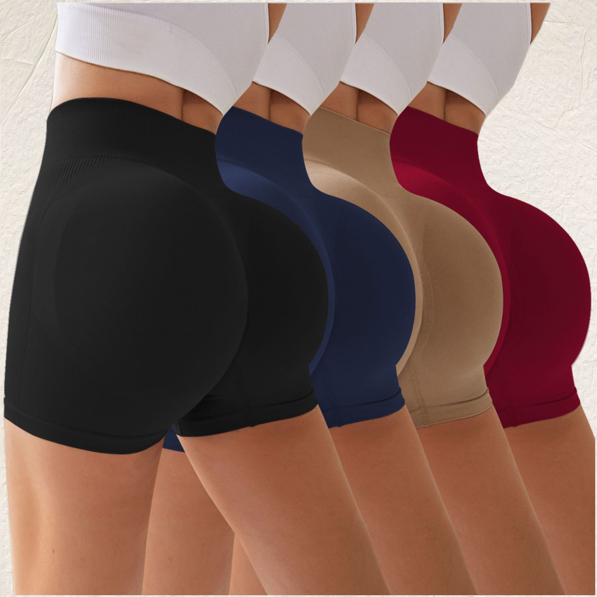 New Cross-Border Yoga Shorts for Women, High-Waisted, Tight-Fitting, Quick-Dry Pants, Peach-Lifted Butt-Enhancing Sports Training Running Shorts