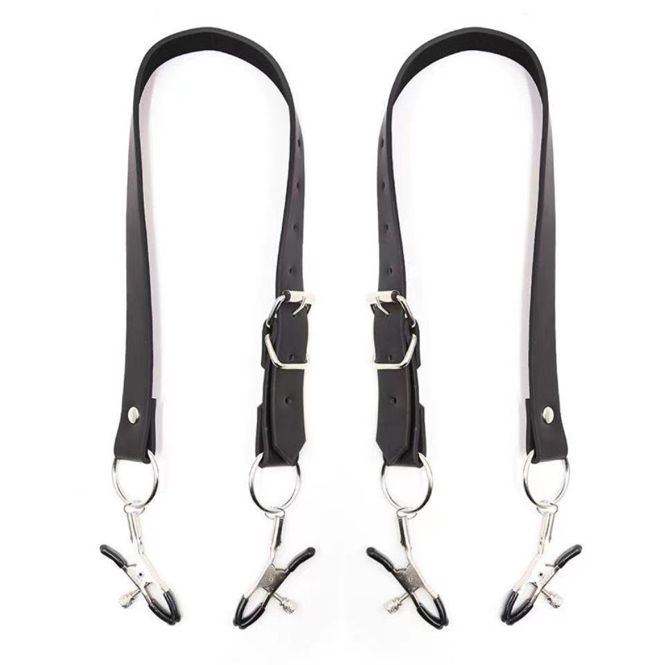 Adult SM leather breast clip female split leg adjustment clitoral alternative masturbation flirting supplies factory in stock wholesale