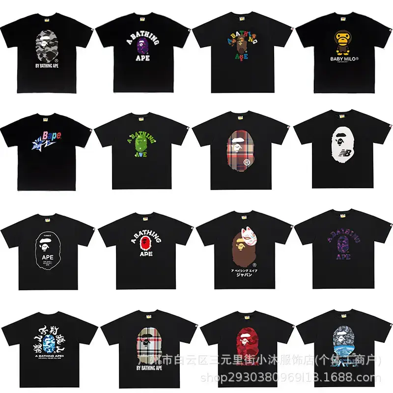 Cross-Border Export Trendy Brand Short-Sleeved Men's Letter Printed American Street Pure Cotton Loose Couple Casual T-Shirt Half-Sleeved Shirt